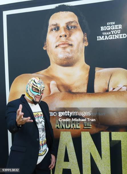 Rey Mysterio arrives to HBO World Premiere of "Andre The Giant" held at ArcLight Cinerama Dome on March 29, 2018 in Hollywood, California.