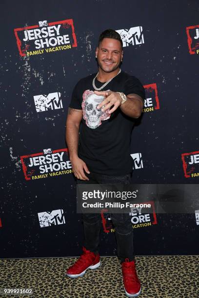 Ronnie Ortiz-Magro attends the "Jersey Shore Family Vacation" Global Premiere at HYDE Sunset: Kitchen + Cocktails on March 29, 2018 in West...