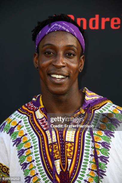 Shaka Smith attends the Premiere Of HBO's "Andre The Giant" at The Cinerama Dome on March 29, 2018 in Los Angeles, California.