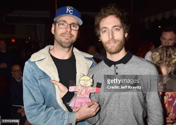 Martin Starr and Thomas Middleditch attend the Los Angeles Premiere of Andre The Giant from HBO Documentaries on March 29, 2018 in Los Angeles,...
