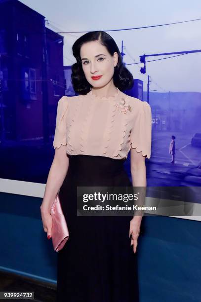 Dita Von Teese attends a private dinner to celebrate the One Year Anniversary of Beboe hosted by Lake Bell, Lisa Eisner, Assia Grazioli, and David...