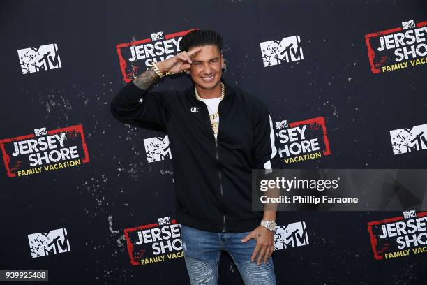 Paul 'Pauly D' DelVecchio attends the "Jersey Shore Family Vacation" Global Premiere at HYDE Sunset: Kitchen + Cocktails on March 29, 2018 in West...