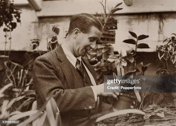 Former Essex and England cricketer JWHT Douglas tending to his orchids at his home in Theydon Bois, Essex, circa May 1926. John "Johnny" William...