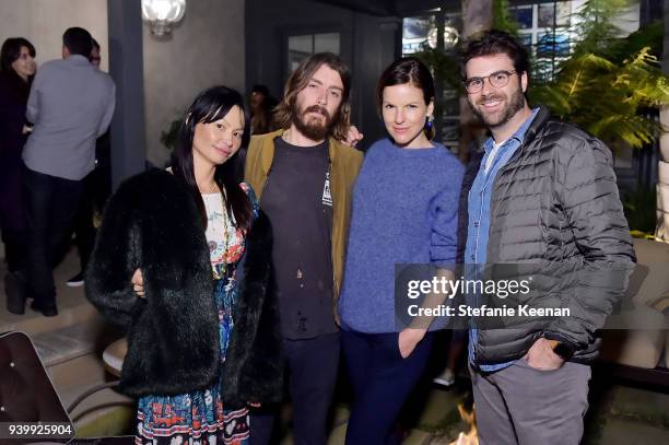 Olivia Corwin, Danny Fox, Fuchsia Kate Sumner and guest attend a private dinner to celebrate the One Year Anniversary of Beboe hosted by Lake Bell,...