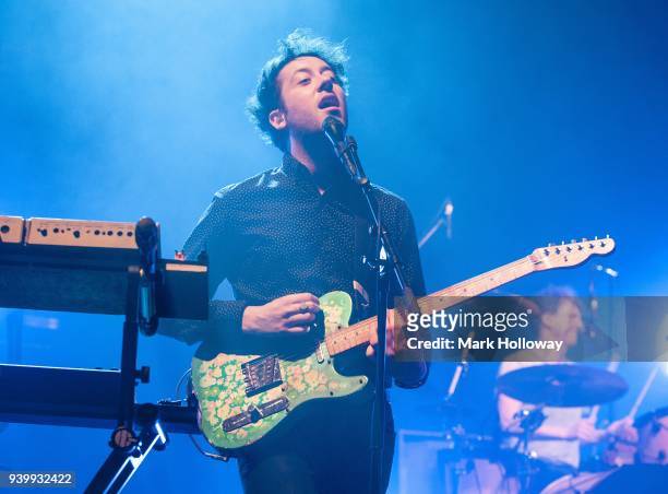 Matthew Murphy and Dan Haggis of the Wombats performing at O2 Guildhall on March 29, 2018 in Southampton, England.