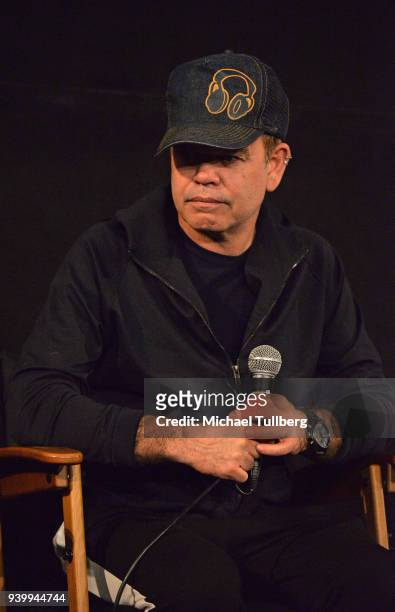 Producer Paul Oakenfold speaks at a Q&A session at a screening of Netflix's electronic music documentary "What We Started" at the Egyptian Theatre on...