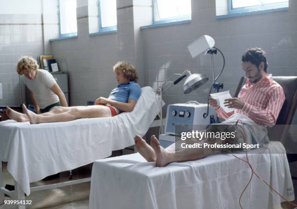 Ossie Ardiles of Tottenham Hotspur in the treatment room, circa 1982.