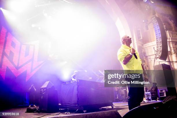 Example performs as a surprise special guest live on stage with Jausz at Brixton Academy on March 29, 2018 in London, England.