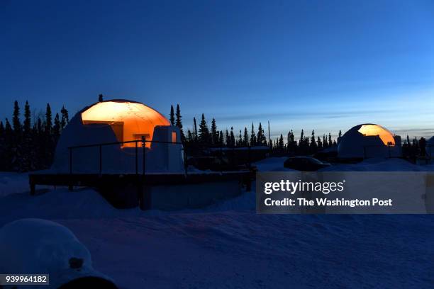The domes at Borealis Basecamp have helicopter windshields that form a large window onto the northern night sky to view the Aurora Borealis March 01,...
