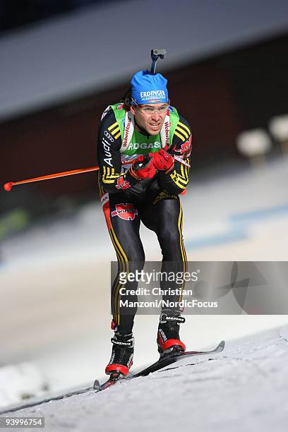 Michael Greis of Germany skis during Men's 10 km Sprint the E.ON Ruhrgas IBU Biathlon World Cup on December 5, 2009 in Ostersund, Sweden.