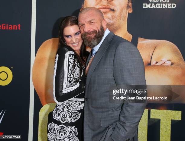 Jaylen Moore and Triple H attend the HBO World Premiere of 'Andre The Giant' on March 29, 2018 in Hollywood, California.