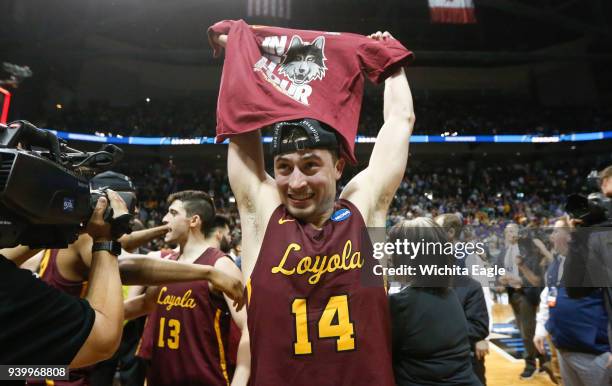 Loyola guard Ben Richardson celebrates after defeating Kansas State, 78-62, in an NCAA Tournament regional final at Philips Arena in Atlanta on March...