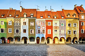Merchant houses in the Poznan Old Market Square, Poland.