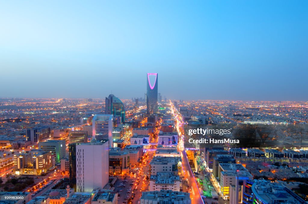 Saudi Riyadh Header Riyadh Skyline At Night 7 Capital Of Saudi Arabia High-Res Stock Photo ...