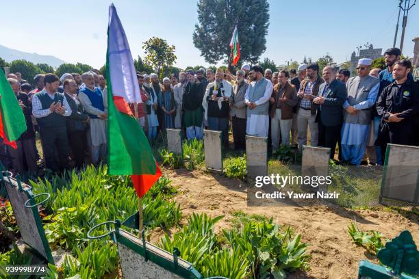 Family members, Leaders and activists from the Jammu Kashmir Liberation Front , a pro Kashmir resistance party fighting for the independence of...