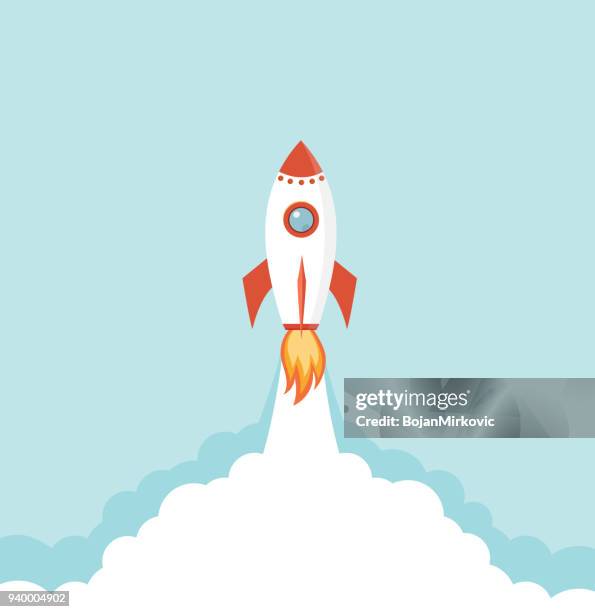 rocket spaceship launch. start up creative business idea. vector illustration. - rocketship stock illustrations