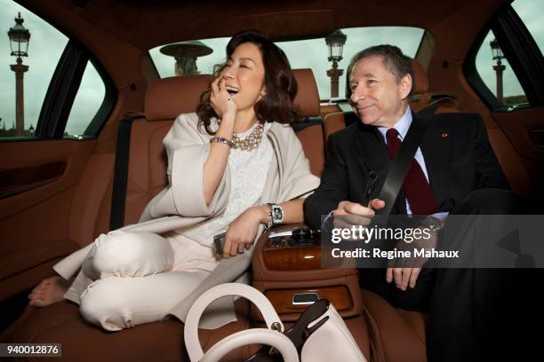 President of the Federation Internationale de l'Automobile Jean Todt and his wife Michelle Yeoh are photographed for InStyle Magazine on November...