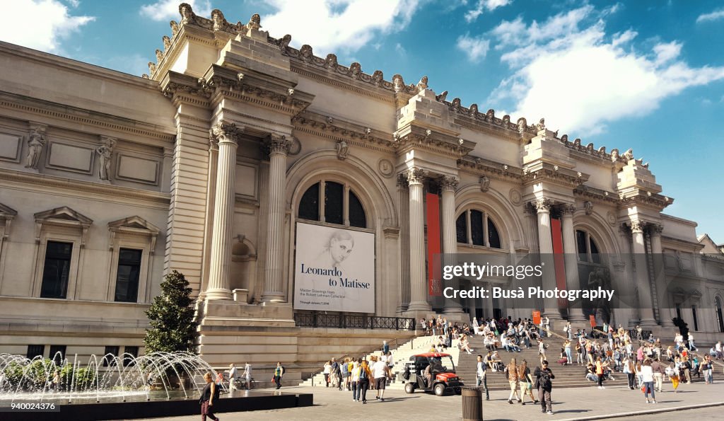 The facade of the famous MET (Metropolitan Museum of Art), one of the world's largest art museums, on 5th Avenue in Midtown Manhattan, New York City