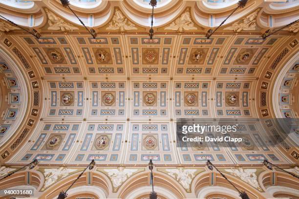 ceiling detail inside the great hall, st georges hall in liverpool - doric arches stock pictures, royalty-free photos & images
