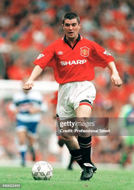 Roy Keane of Manchester United in action during the FA Carling Premiership match between Manchester United and Queens Park Rangers at Old Trafford on...