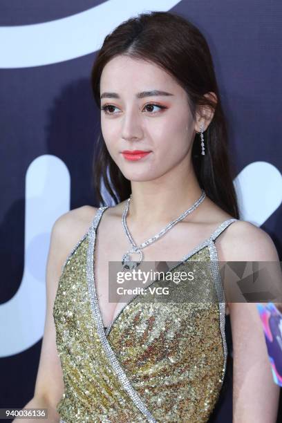 Actress Dilraba Dilmurat poses on the red carpet 2018 Youku Young Choice Ceremony on March 30, 2018 in Beijing, China.