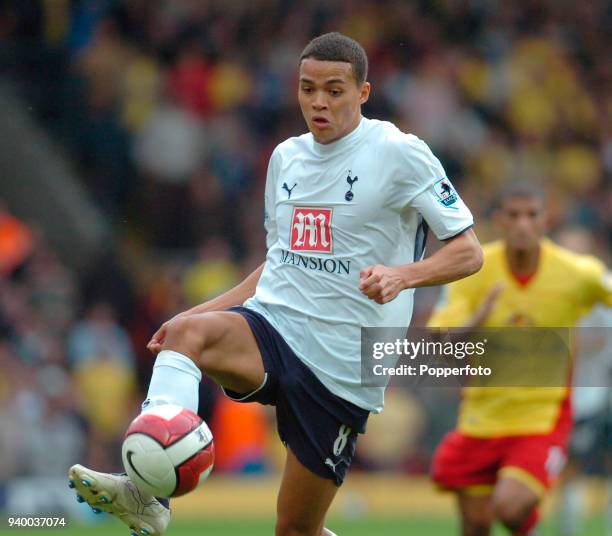 Jermaine Jenas of Tottenham Hotspur in action during the Barclays Premiership match between Watford and Tottenham Hotspur at Vicarage Road in Watford...