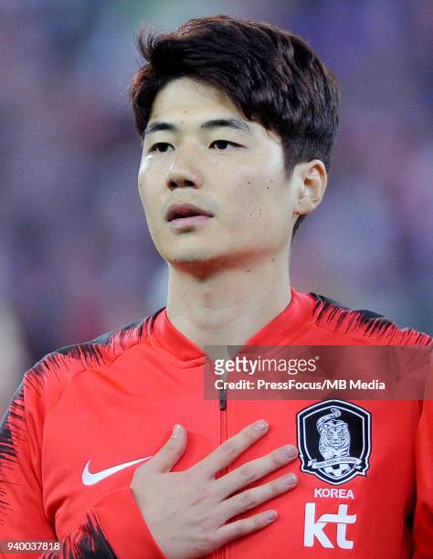 Ki Sung-Yong of Korea Republic during international friendly match between Poland and Korea Republic at Slaski Stadium on March 27, 2018 in Chorzow,...