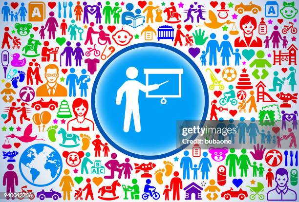 teaching man family and parenthood vector icon pattern - model car stock illustrations