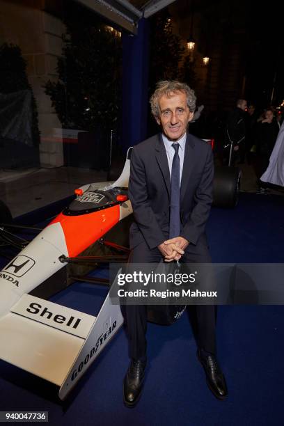 Driver Alain Prost is photographed for Paris Match on December 2017 in Paris, France.