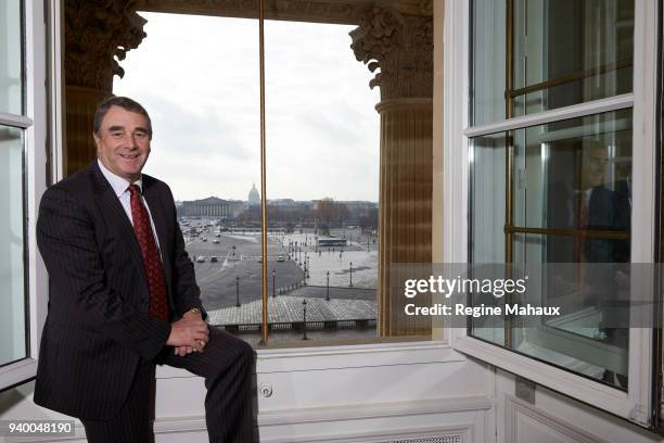 Driver Nigel Mansell is photographed for Paris Match on December 2017 in Paris, France.