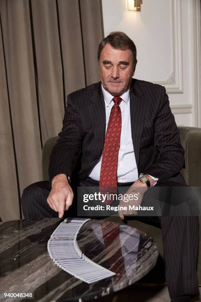 Driver Nigel Mansell is photographed for Paris Match on December 2017 in Paris, France.