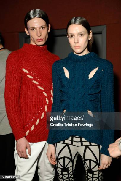 Models backstage ahead of the Ipek Arnas show during Mercedes Benz Fashion Week Istanbul at Zorlu Performance Hall on March 30, 2018 in Istanbul,...