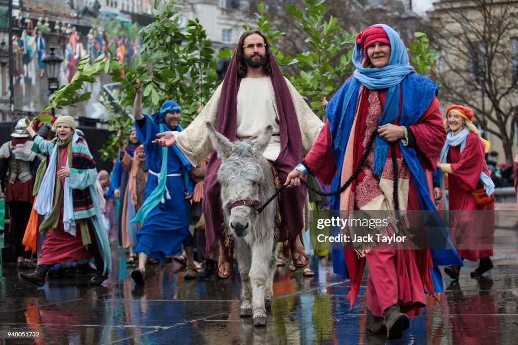 The Wintershall Players Perform The Passion Of Jesus in Trafalgar Square