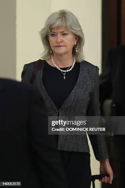 Kathleen Bliss, lawyer for actor and comedian Bill Cosby, arrives for a pretrial hearing for Cosby's sexual assault trial at the Montgomery County...