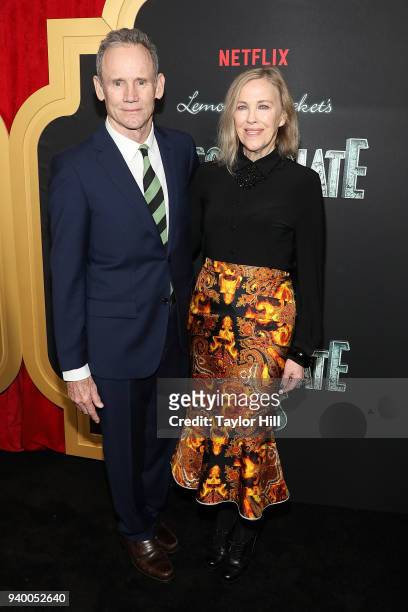 Bo Welch and Catherine O'Hara attend the the Season 2 premiere of Netflix's "A Series Of Unfortunate Events" at Metrograph on March 29, 2018 in New...