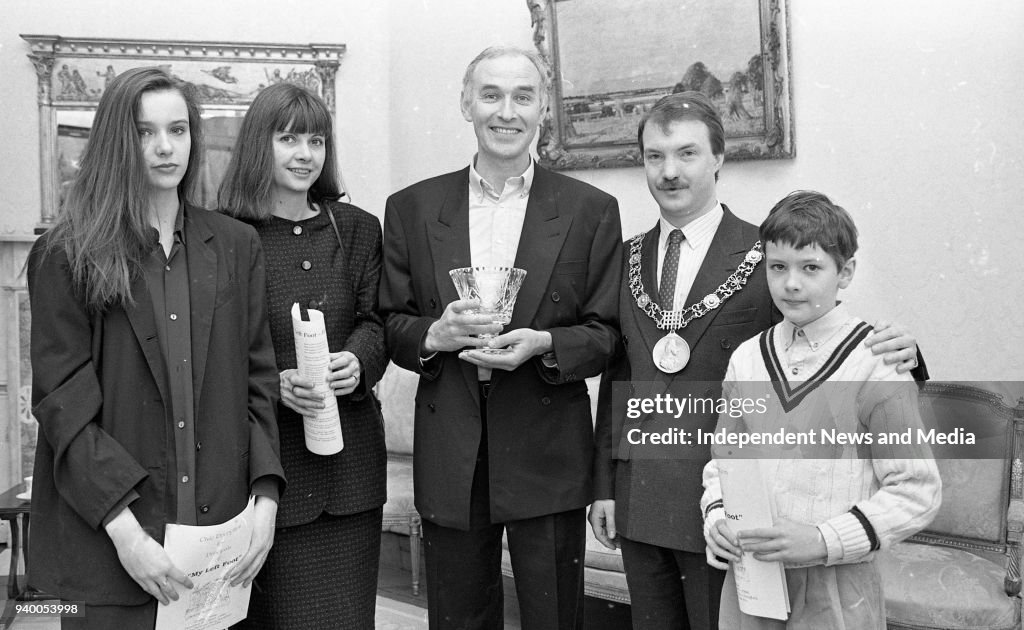 Shane Connaughton and Family with Sean Haughey 1990