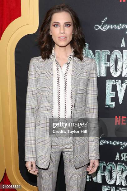 Allison Williams attends the the Season 2 premiere of Netflix's "A Series Of Unfortunate Events" at Metrograph on March 29, 2018 in New York City.