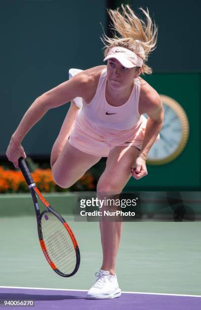 Elina Svetolina, from Ukraine, in action against Jelena Ostapenko, from Latvia, during her quater final match at the Miami Open. Ostapenko defeated...