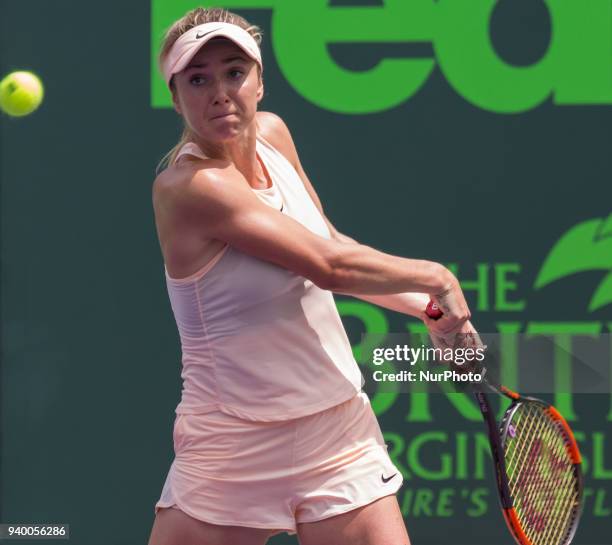 Elina Svetolina, from Ukraine, in action against Jelena Ostapenko, from Latvia, during her quater final match at the Miami Open. Ostapenko defeated...