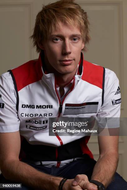 Driver Brendon Hartley is photographed for Paris Match on December 2017 in Paris, France.