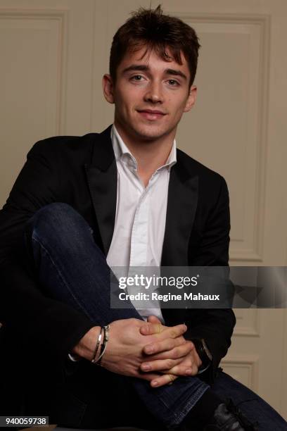 Driver Charles Leclerc is photographed for Paris Match on December 2017 in Paris, France.