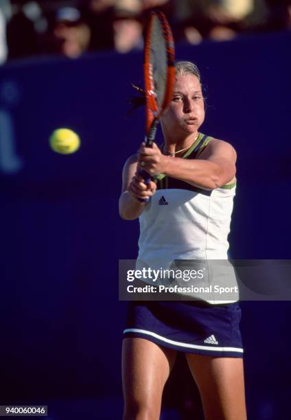 Barbara Schett of Austria in action during the Australian Open Tennis Championships at Flinders Park in Melbourne, Australia circa January 1999.