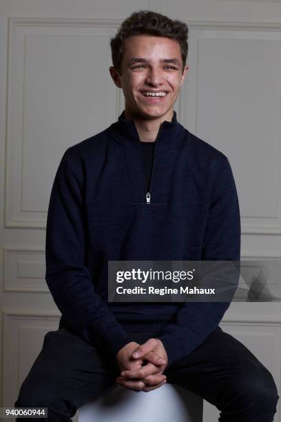 Driver Lando Norris is photographed for Paris Match on December 2017 in Paris, France.