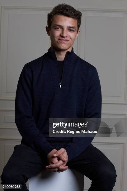 Driver Lando Norris is photographed for Paris Match on December 2017 in Paris, France.