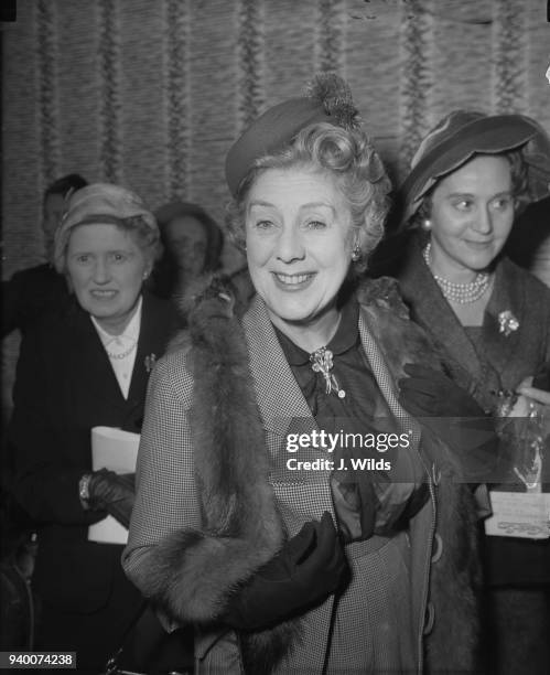 Actress Cicely Courtneidge attends a reception at the Savoy Hotel in London, before the Women of the Year luncheon in aid of the Greater London Fund...