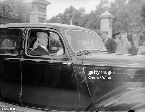 Sir Stafford Cripps , the new President of the Board of Trade in the Labour government, leaves Buckingham Palace in London after visiting the King,...