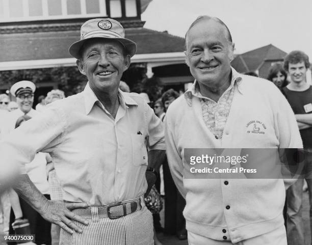 Actor and singer Bing Crosby with screen partner Bob Hope at the Pro-Am Golf Tournament at Sunningdale, UK, 6th August 1975. They are playing in the...
