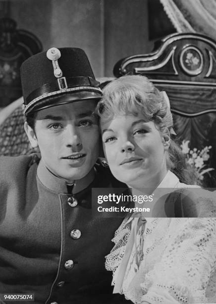 European actress Romy Schneider and her partner, actor Alain Delon in a scene from the film 'Christine', directed by Pierre Gaspard-Huit, 24th June...