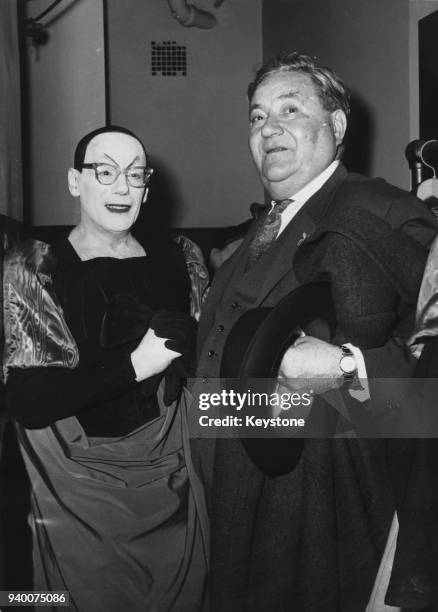 German politician Carlo Schmid , Vice President of the Bundestag, talks to German actor Gustaf Gründgens of the Hamburg Theatre during a visit to New...