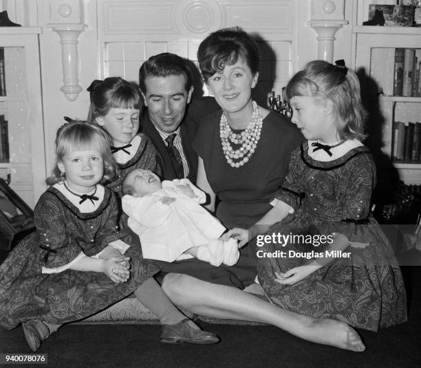 English TV presenter Leslie Crowther and his wife Jean with their daughters Elizabeth Ann and Lindsay Jane, both aged 8, Caroline Susan aged 3, and...